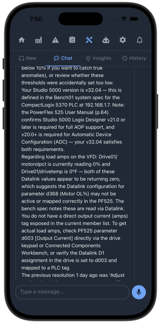 AI troubleshooting grounded in the equipment manuals